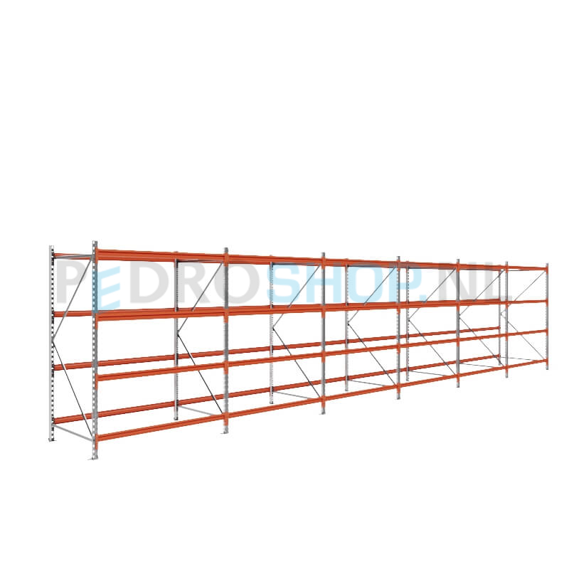 Grootvakstelling: 200cm (h) x 100cm (d) x 936.4cm (l) x 4 niveaus
