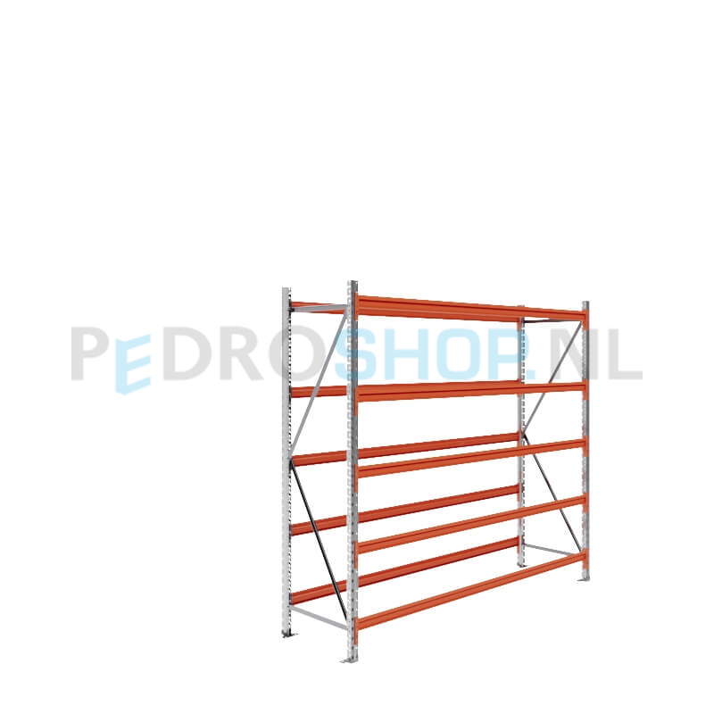 Grootvakstelling: 200cm (h) x 60cm (d) x 235.4cm (l) x 5 niveaus