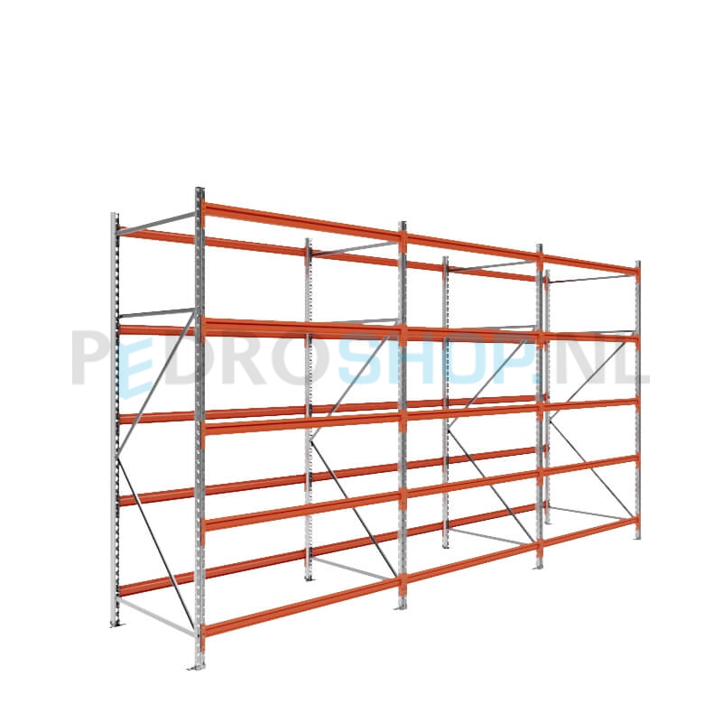 Grootvakstelling: 250cm (h) x 100cm (d) x 470.8cm (l) x 5 niveaus