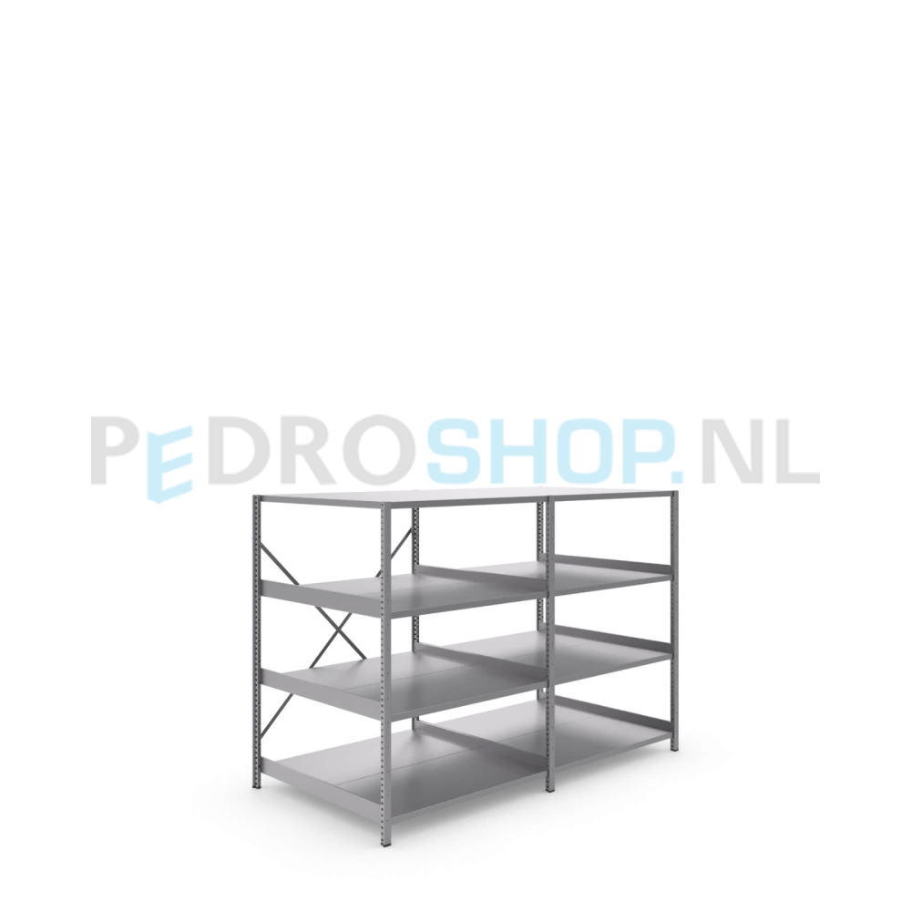 Metalen stellingkast: 140cm (h) x 100cm (d) x 204.8cm (l)