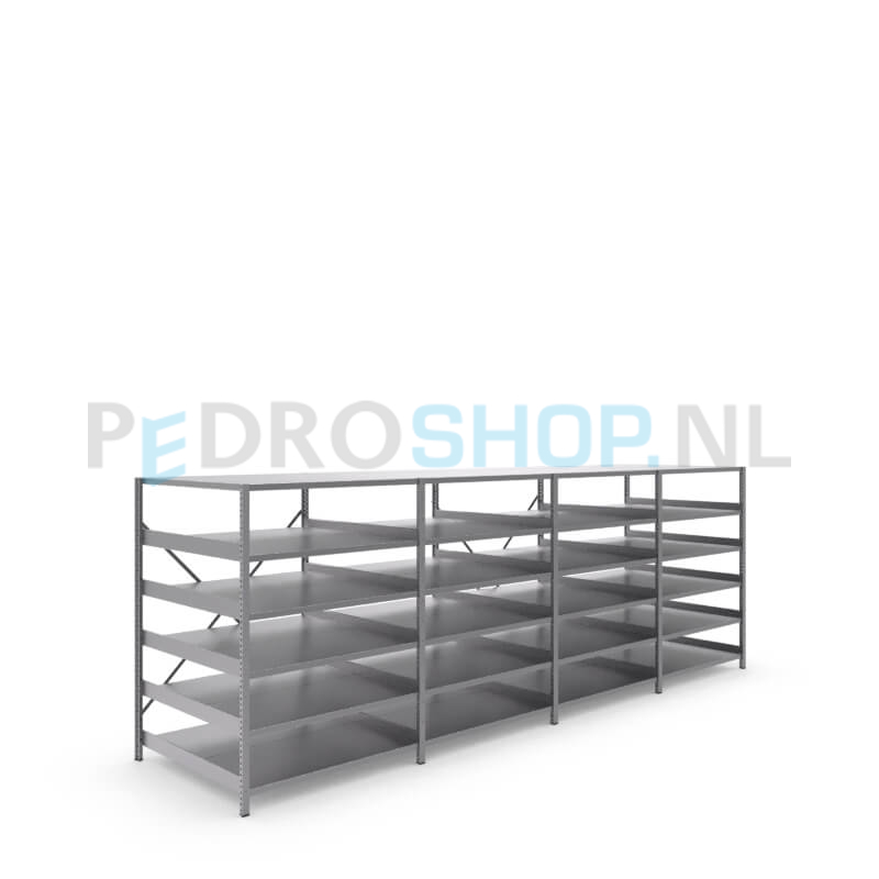 Metalen stellingkast: 140cm (h) x 100cm (d) x 406cm (l)
