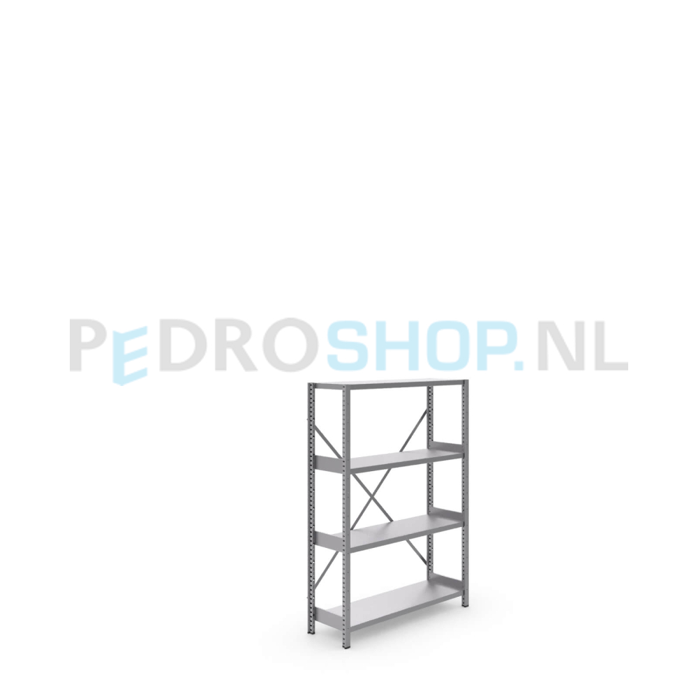 Metalen stellingkast: 140cm (h) x 30cm (d) x 104.2cm (l)