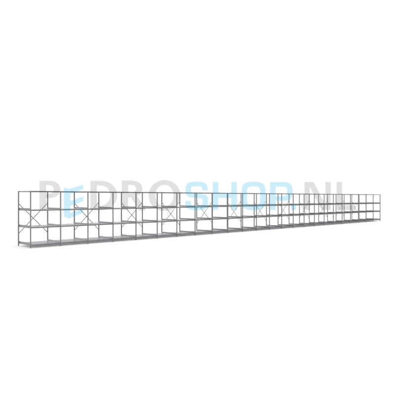 Metalen stellingkast: 180cm (h) x 100cm (d) x 2418cm (l)