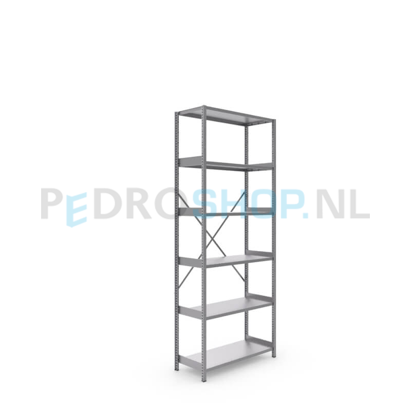 Metalen stellingkast: 250cm (h) x 40cm (d) x 104.2cm (l)