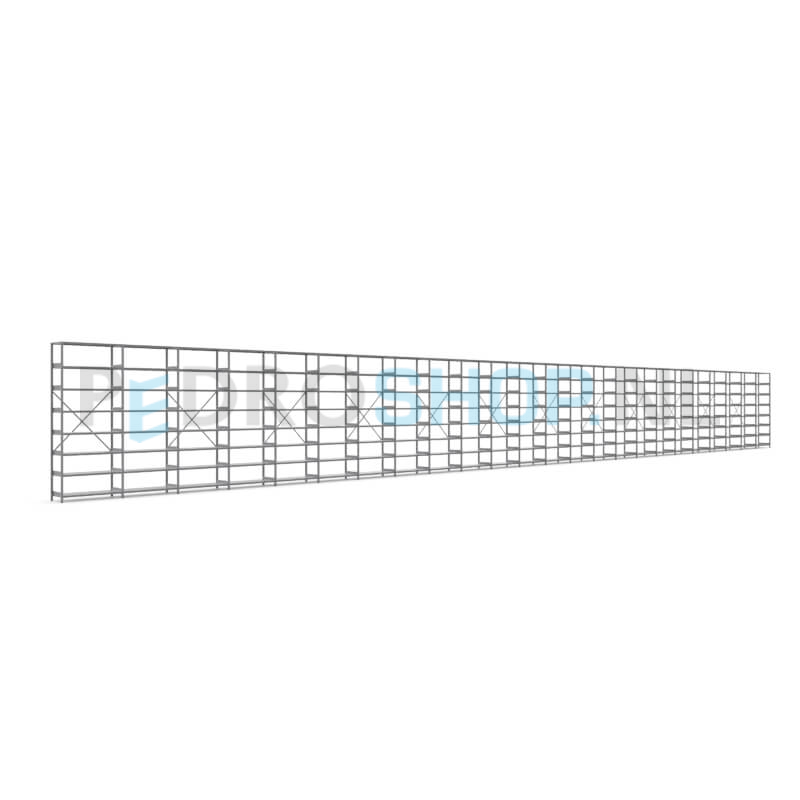 Metalen stellingkast: 250cm (h) x 40cm (d) x 2418cm (l)