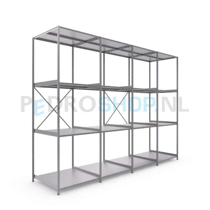 Metalen stellingkast: 300cm (h) x 100cm (d) x 406cm (l)