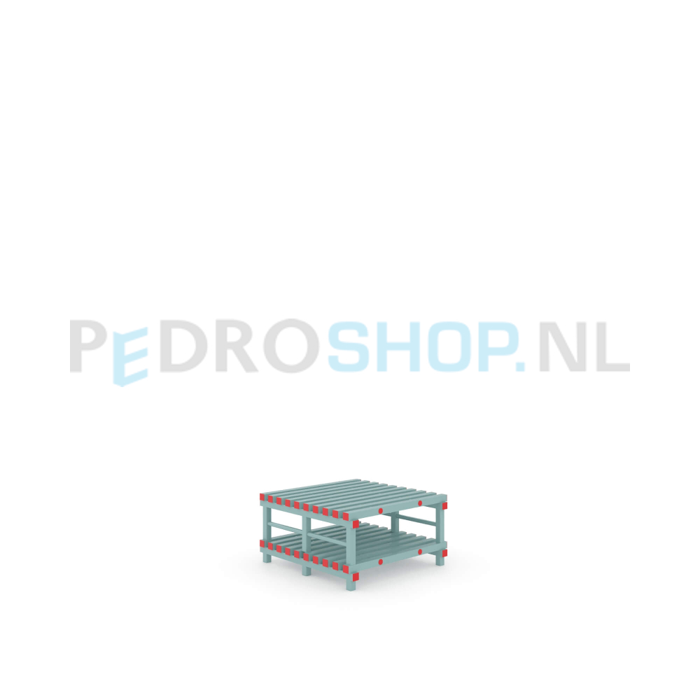 Kunststof stelling: 52cm (h) x 100cm (d) x 100cm (l)