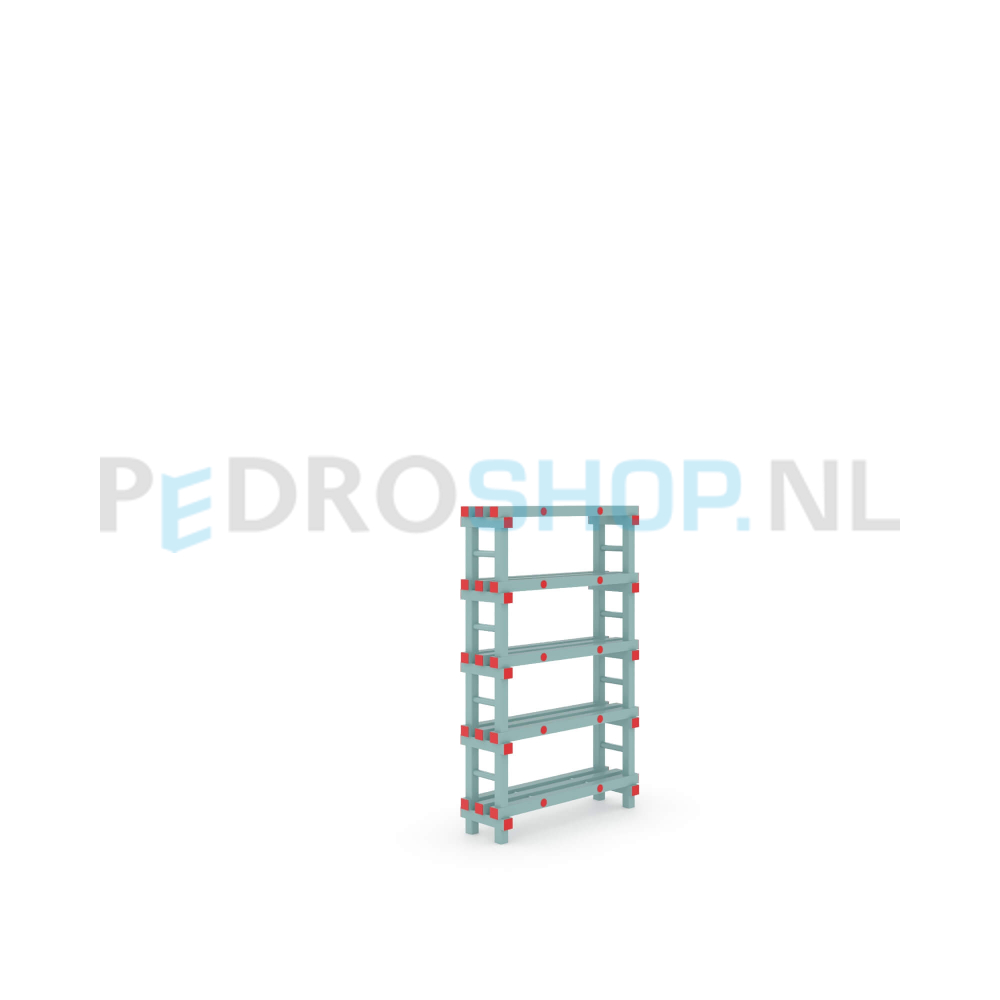 Kunststof stelling: 157cm (h) x 30cm (d) x 100cm (l)