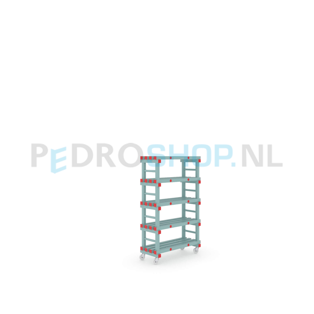 Kunststof stelling: 163cm (h) x 40cm (d) x 100cm (l)