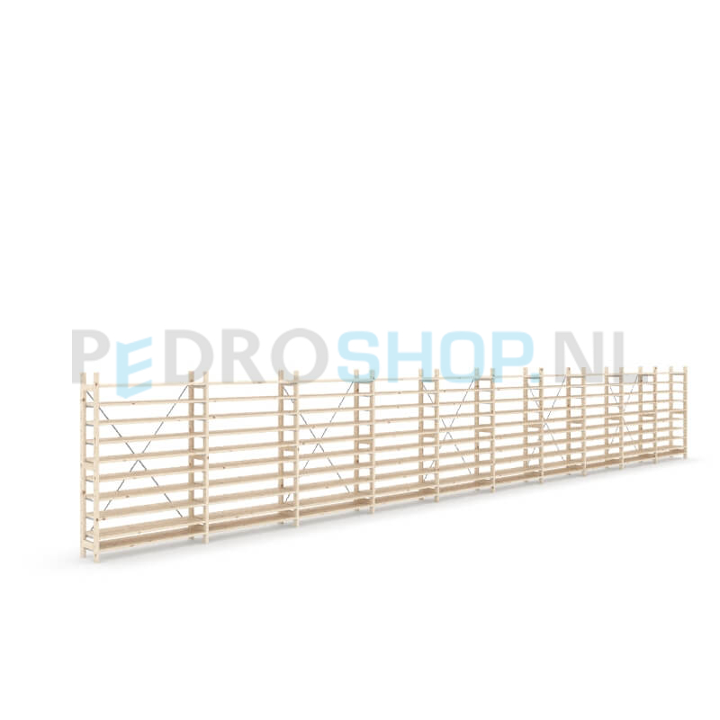 Houten stellingkast Easyrek: 150cm (h) x 30cm (d) x 1003cm (l)