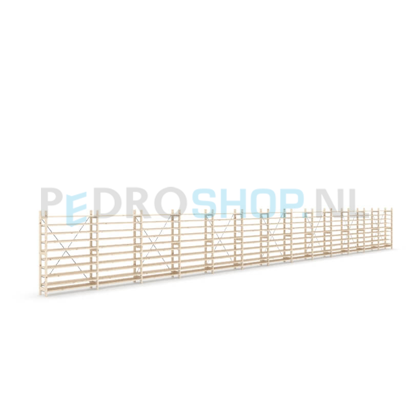 Houten stellingkast Easyrek: 150cm (h) x 30cm (d) x 1303cm (l)