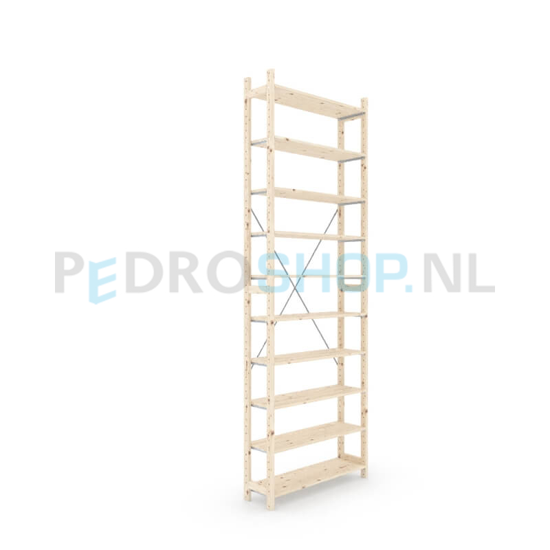 Houten stellingkast Easyrek: 300cm (h) x 30cm (d) x 103cm (l)