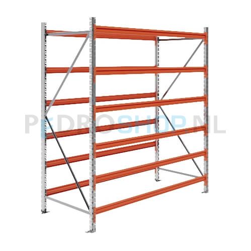 Grootvakstelling: 200cm (h) x 80cm (d) x 195.4cm (l) x 6 niveaus