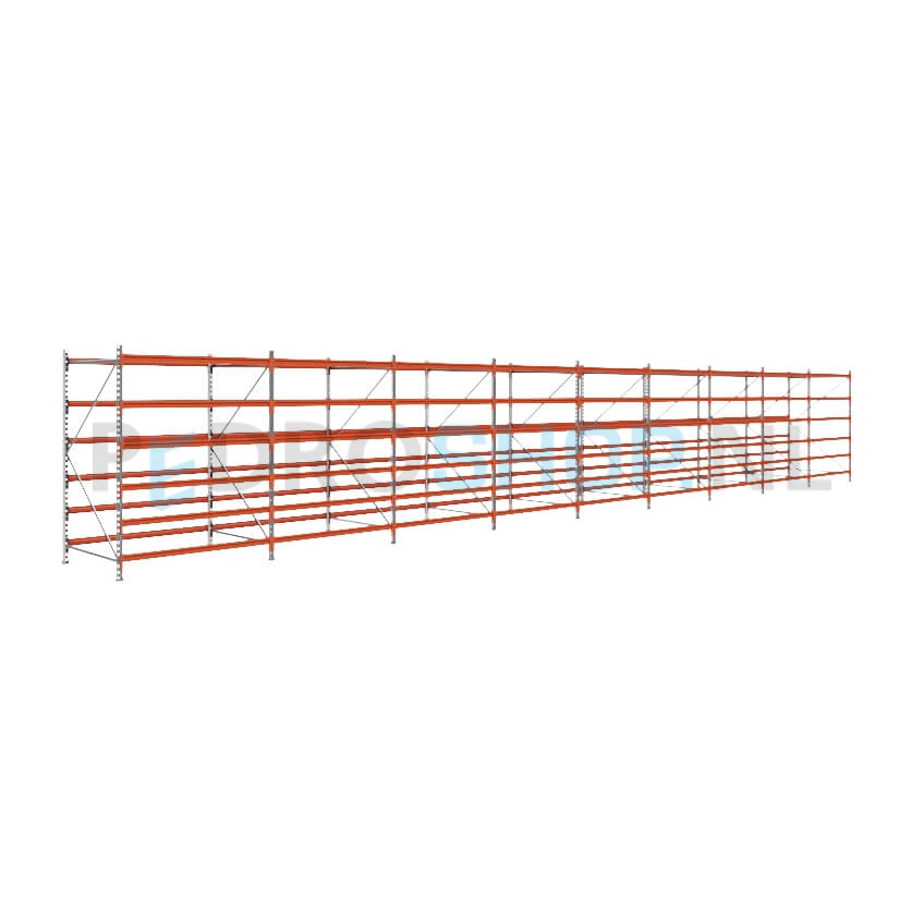Grootvakstelling: 200cm (h) x 120cm (d) x 1402cm (l) x 6 niveaus