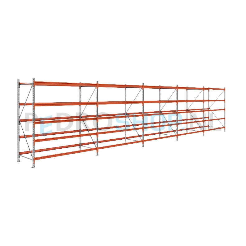 Grootvakstelling: 200cm (h) x 80cm (d) x 956.2cm (l) x 5 niveaus