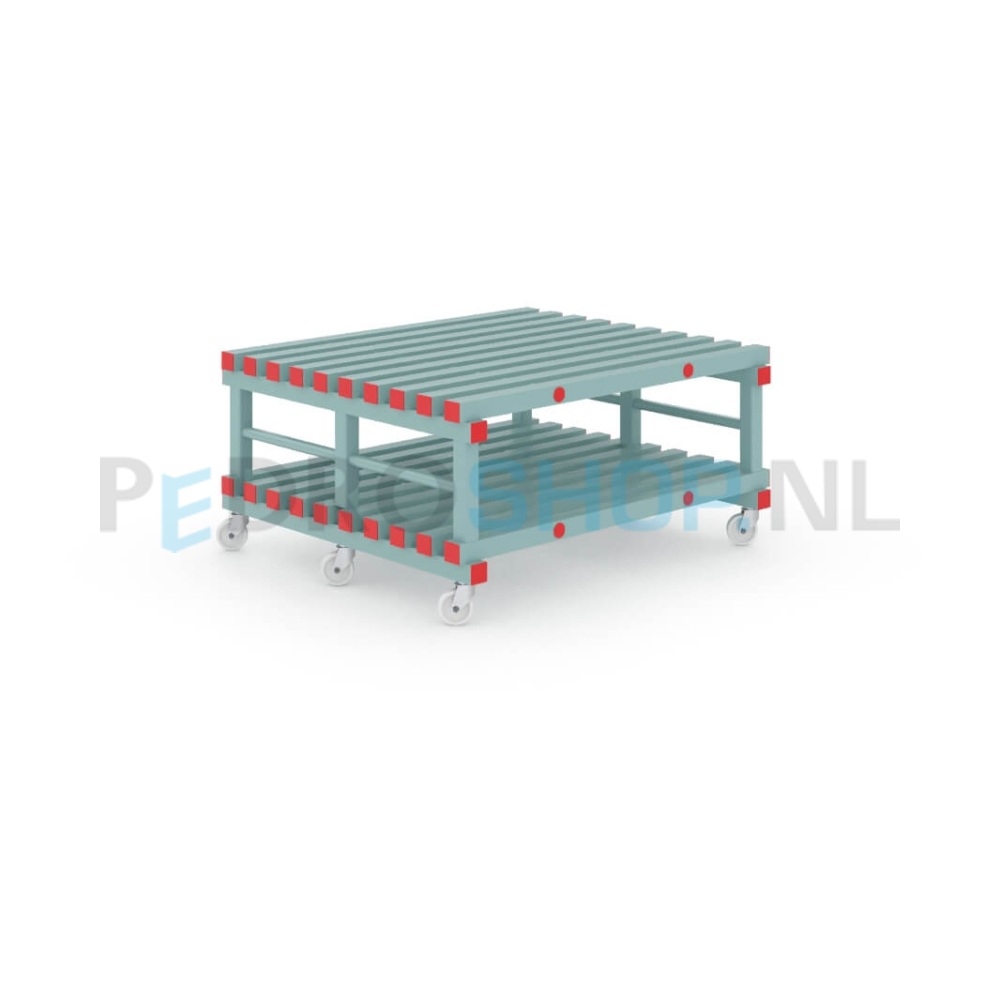 Kunststof stelling: 58cm (h) x 100cm (d) x 120cm (l)